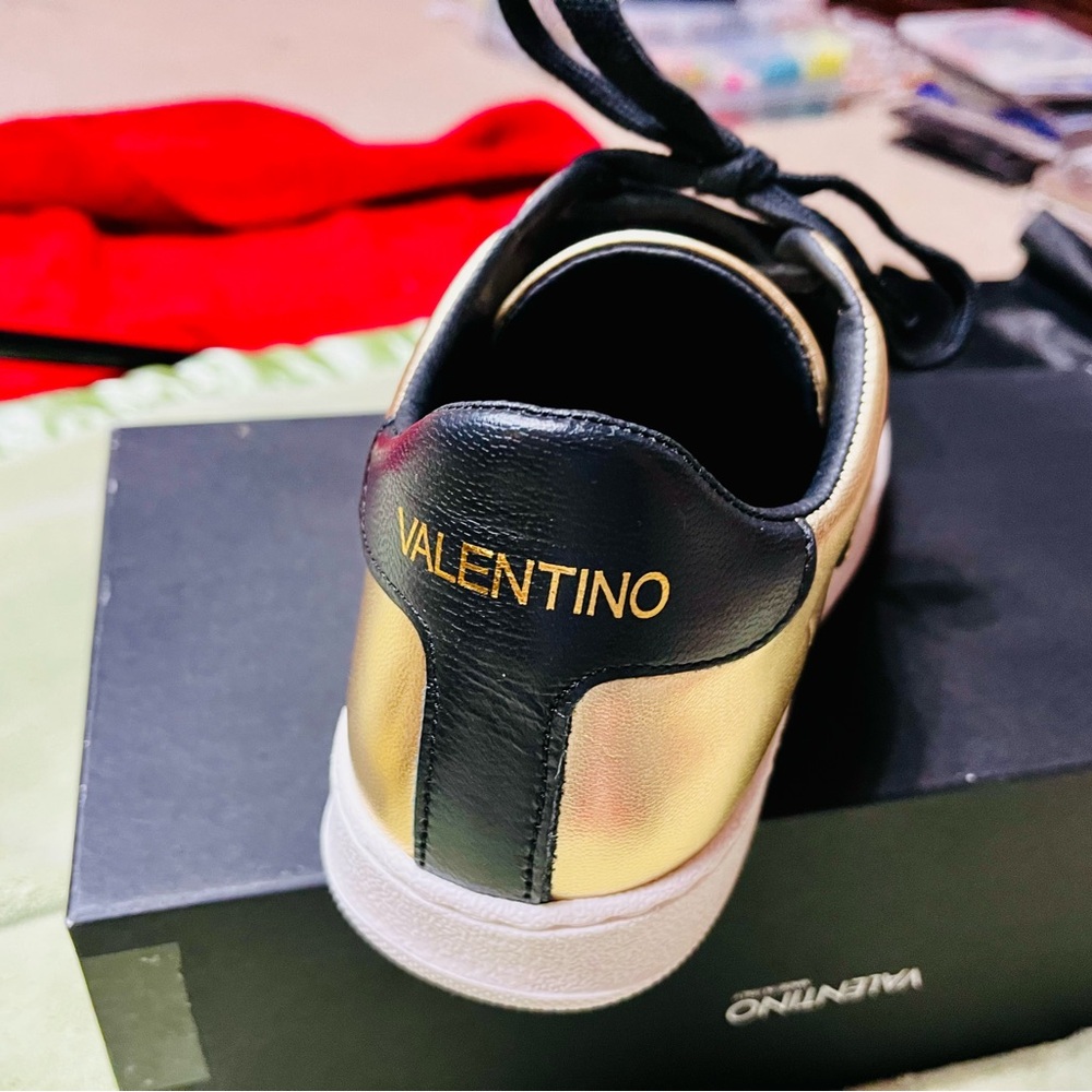 Valentino Gold and Black Sneakers with Metallic Finish - Picture 6 of 16